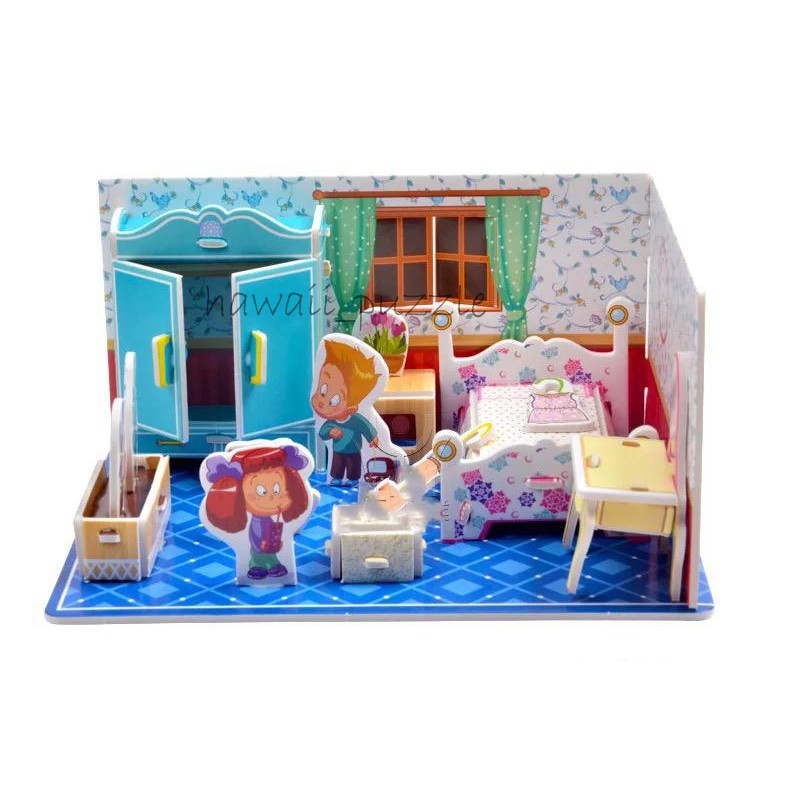 Puzzle 3D DIY bahan foam &amp; paper HOUSE BEDROOM mainan puzzle edukasi anak (kado,pajangan,dekorasi)