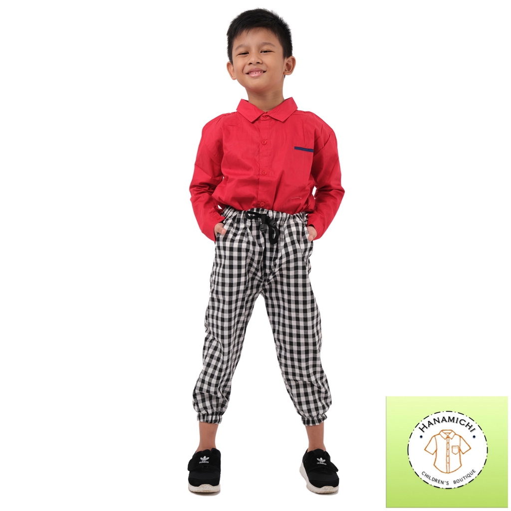 Hanamichi ARYS Celana Joger / Jogger Panjang Anak Motif Kotak