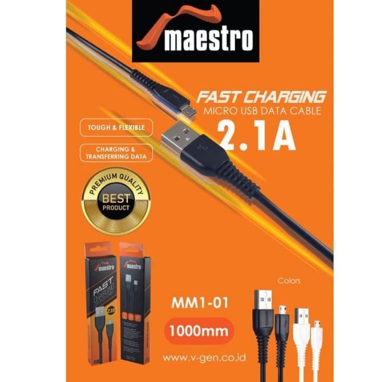 KABEL DATA MICRO USB FAST CHARGING 2.1A CABLE MICRO USB ORIGINAL V-GEN MAESTRO