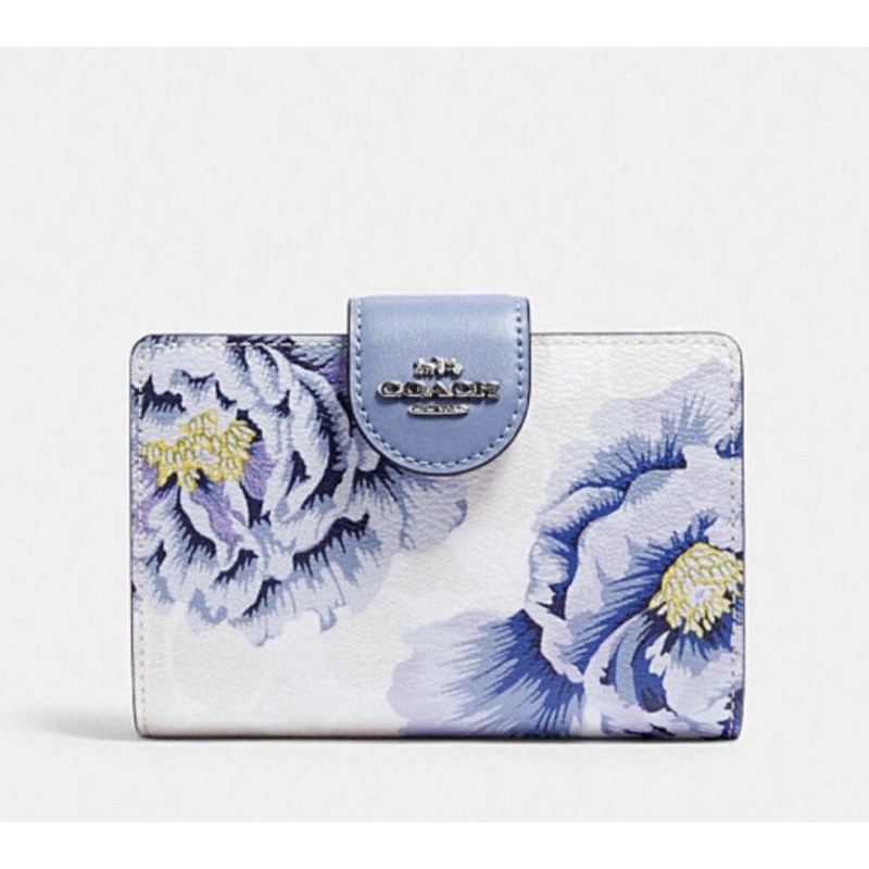 Coach Medium Corner Zip Wallet In Signature Canvas With Kaffe Fassett Print (C3453)