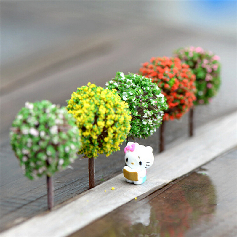 5pcs/lot Simulation Tree Flower Colorful Ball Tree Micro Landscape Ornaments