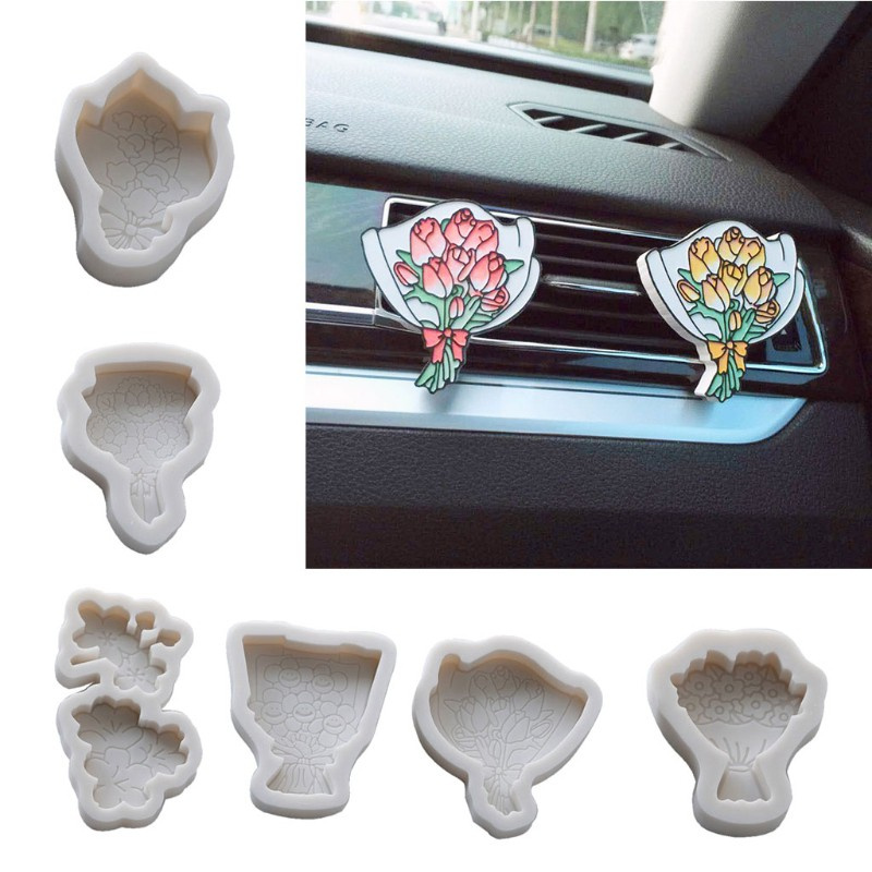 Glitter 6Pcs Handmade Line Drawing Flower Epoxy Resin Molds Bridal Bouquet Flower Gypsum Silicone Molds Kit Art Crafts Tools