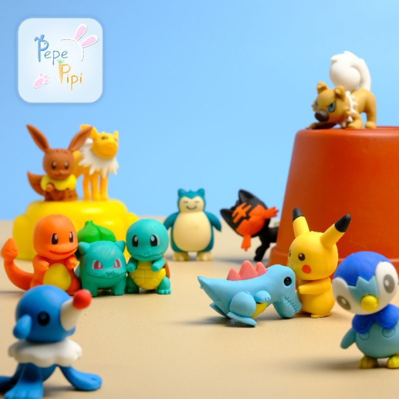 Penghapus Pokemon 3D Setip Eraser Hapusan Stip Pikachu Snorlax Eevee