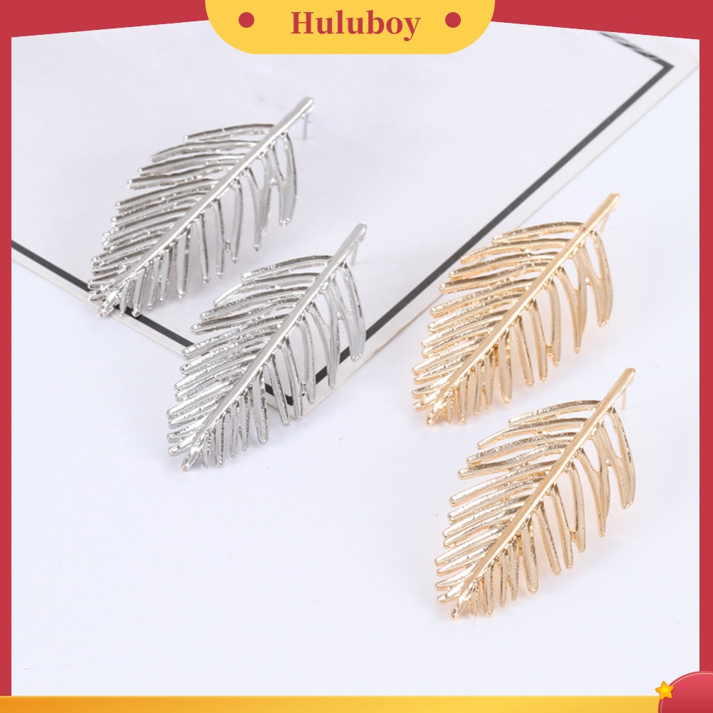 Hu Hu Hu Hu Hu Alat Bantu Pasang Kacamata♡ Anting Tusuk Gantung Wanita Bahan Metal Desain Daun Hollow Untuk Pestahadiah