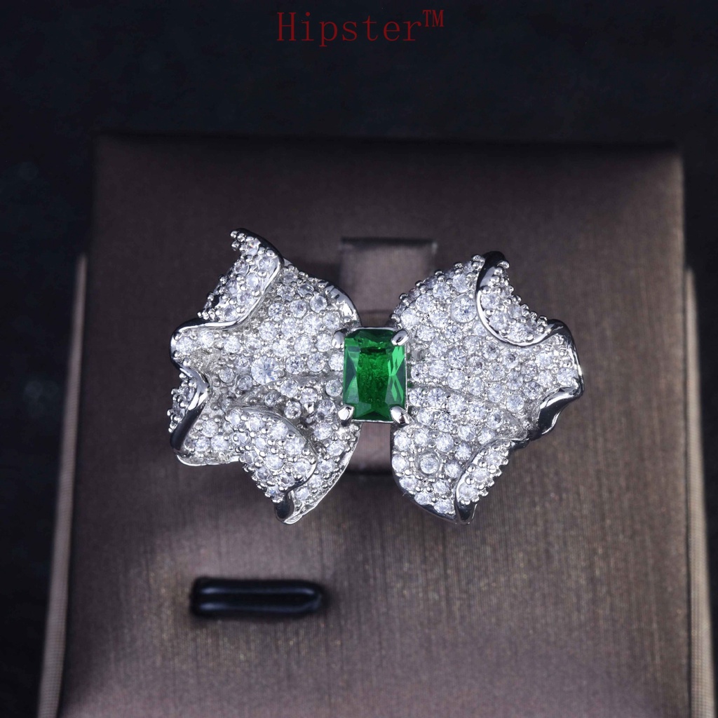 Creative Design Luxury Micro-Inlaid Full Diamond Bow Ring