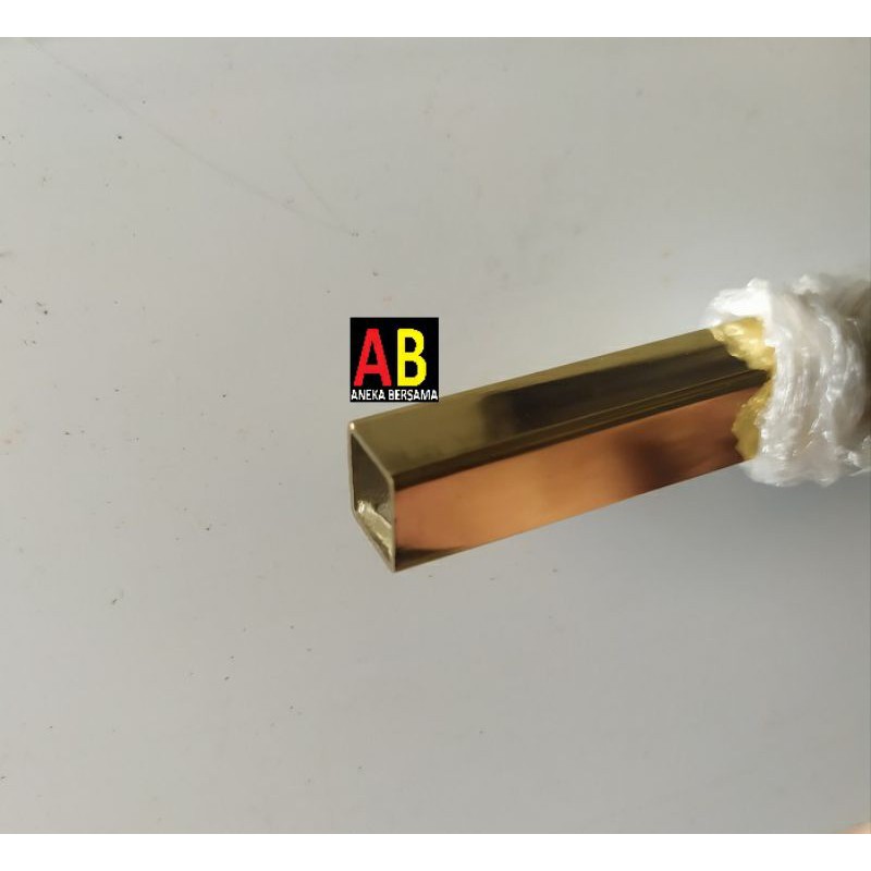 Hollow Stainless Steel Gold Mirror 1cm x 1cm Tebal 0.8mm 3m