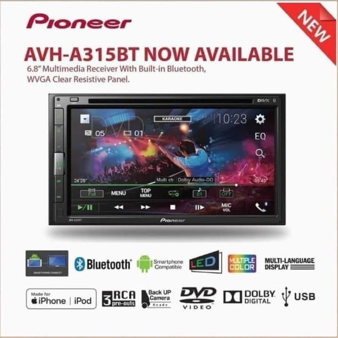 READY Pioneer AVH-A315BT 6.8 Inchi Tape Mobil AVH A315BT ANDROID MIRRORLINK