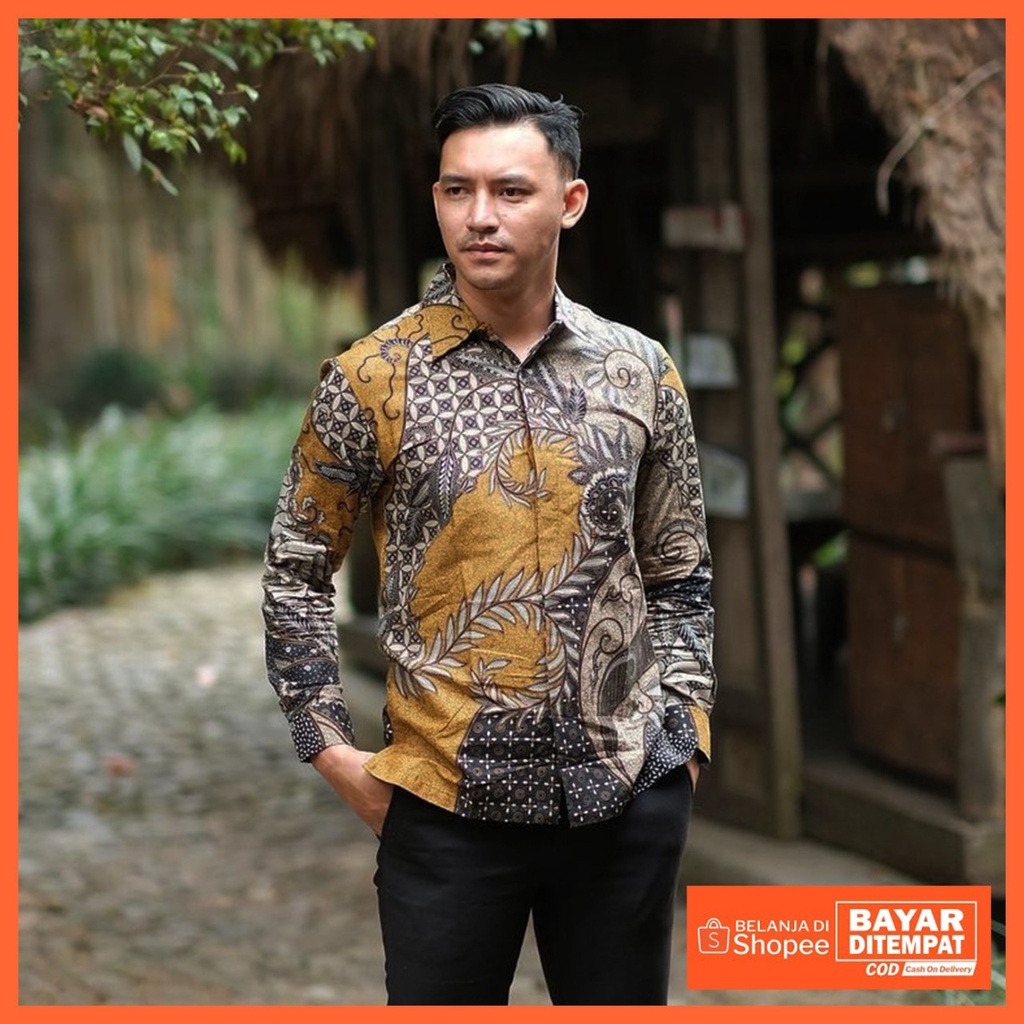 Ready baju pria lengan panjang /kemeja batik lengan panjang terbaru / atasan pria lengan panjang casual