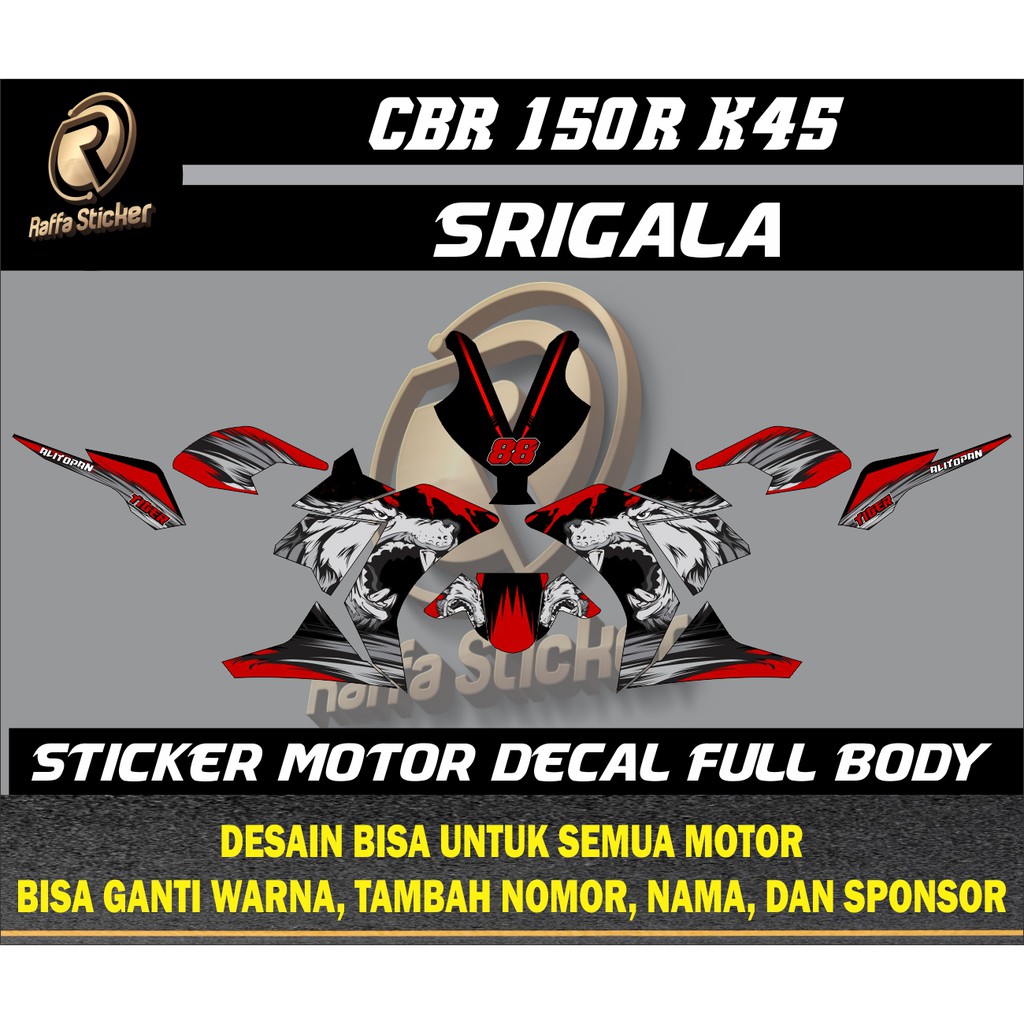 decal cbr 150r k45 decal cbr k45 lokal stiker cbr k45 stiker motor cbr k45 srigala