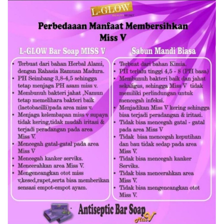 L-Glow Antiseptic Bar Soap / Sabun miss V balik prawan