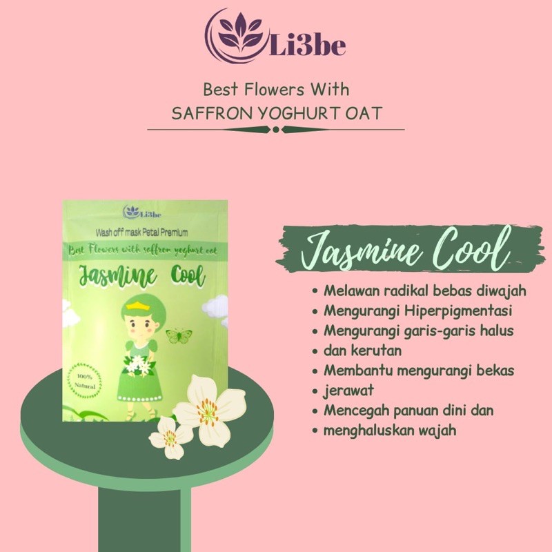 (DIST.RESMI)✅ Li3BE MASK PETAL FLOWER SAFFRON YOGHURT OAT (Free spatula)