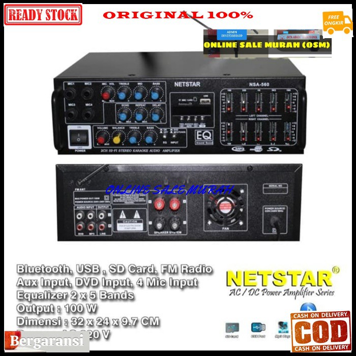 G423 Netstar digital echo mixer mixing power ampli bluetooth Amplifier bluetoot Equalizer bluetot karaoke blutut USB MP3 player audio sound system AC DC profesional pro aux dj vocal vokal 4 channel chanel radio G423   MAXSIMAL SPEAKER PASIF UKURA