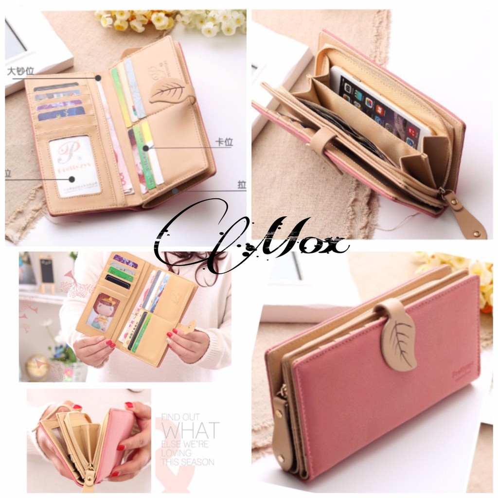 [NEW] Dompet Lipat 2 Dompet Wanita Motif Daun Panjang Dompet Kecil Clutch Perempuan Desain leaf