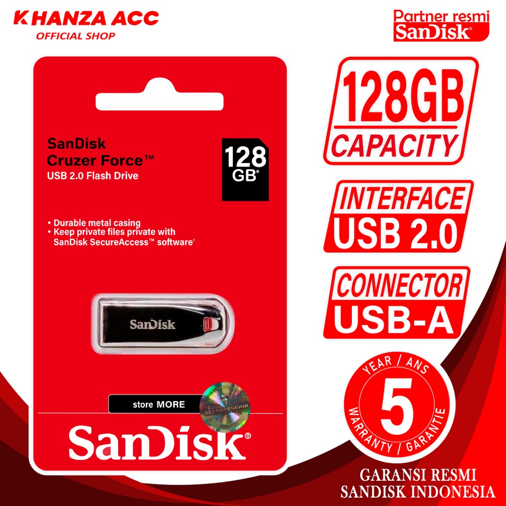 KHANZAACC Promo Flashdisk Sandisk Cruzer Force 16GB / 32GB / 64GB / 128GB USB 2.0 Original Bergaransi Resmi