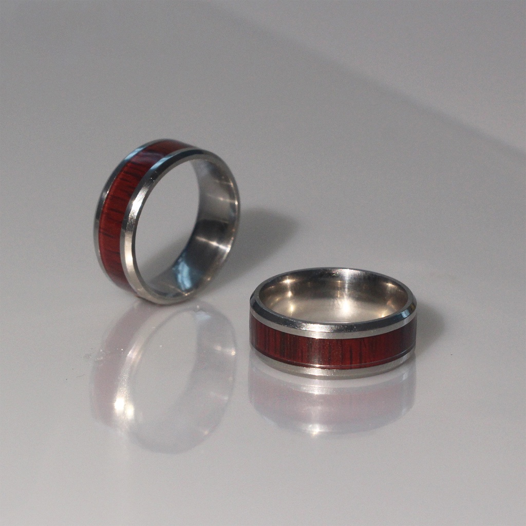 Hu Hu Hu Hu Hu Alat Bantu Pasang Kacamata♡ Cincin Bahan Titanium Steel Motif Kayu Untuk Hadiah Valentine