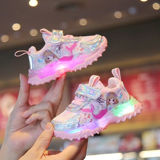 babyfit MERMAID LOVELY sepatu lampu led sepatu sneakers anak sol karet import ty-0830r