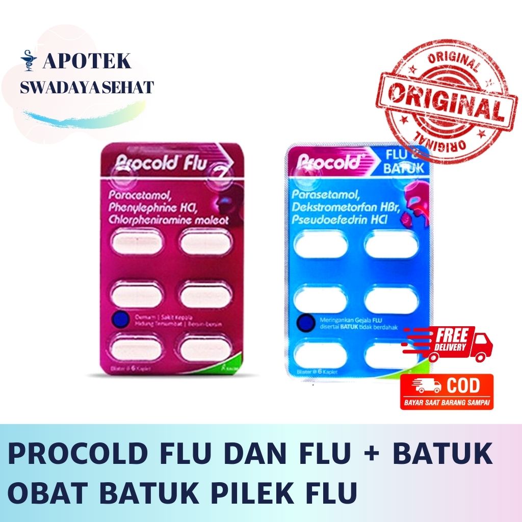 PROCOLD FLU &amp; BATUK Strip - Obat Flu Batuk Demam Sakit Kepala Pilek 6 Tablet