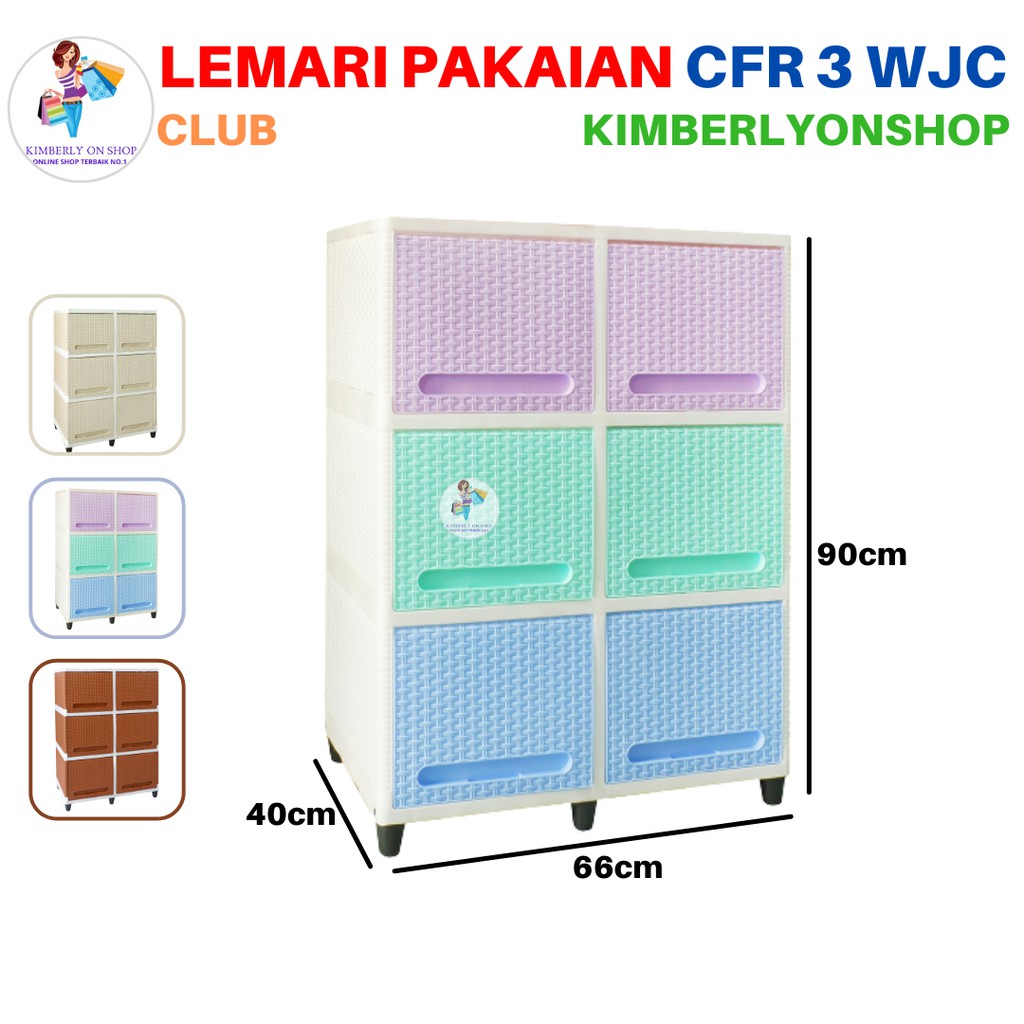 Lemari Pakaian Plastik Laci Clip Flip Double Susun 3