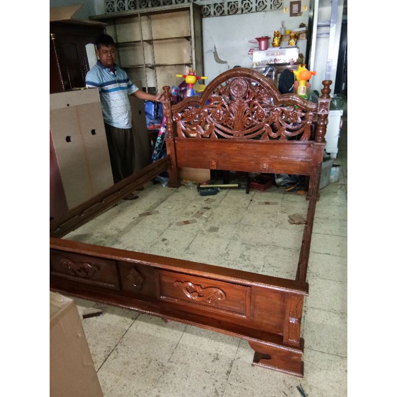 [FREE ONGKIR] 1 Set Dipan Divan Ranjang Jati Kerangka Tiara 160x200