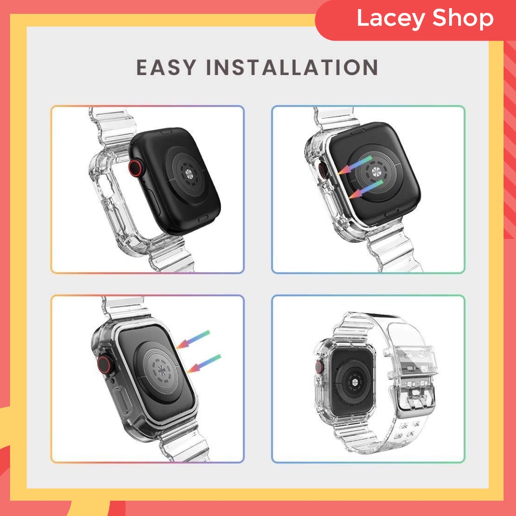 Strap Apple Watch Glacier Transparent Limited Edition iWatch 7 41mm 45mm 360° Protective TPU Band