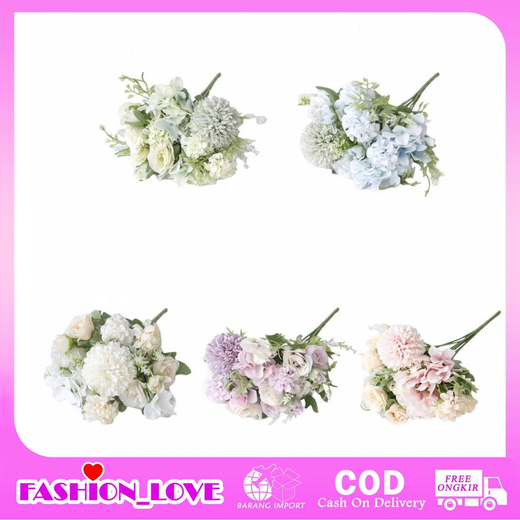 HMPU BUNGA HYDRANGEA MIX BUNGA TANGKAI PLASTIK BUNGA ARTIFISIAL BUNGA PAJANGAN BUNGA HIASAN P3170.