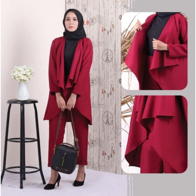 Baju Setelan Wanita Dewasa Formal Kasual Baju Celana 1 Set Busana Atasan Cewek
