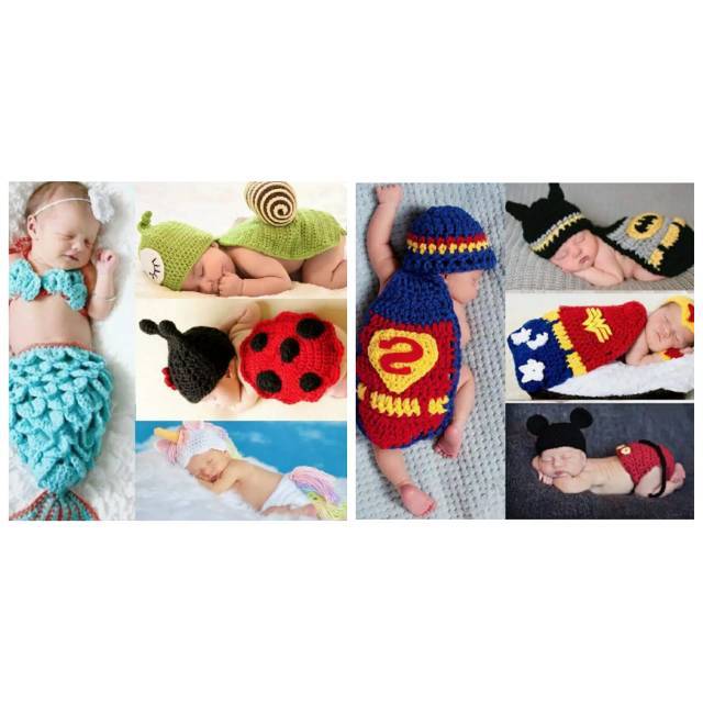 Kostum rajut bayi untuk fotografi