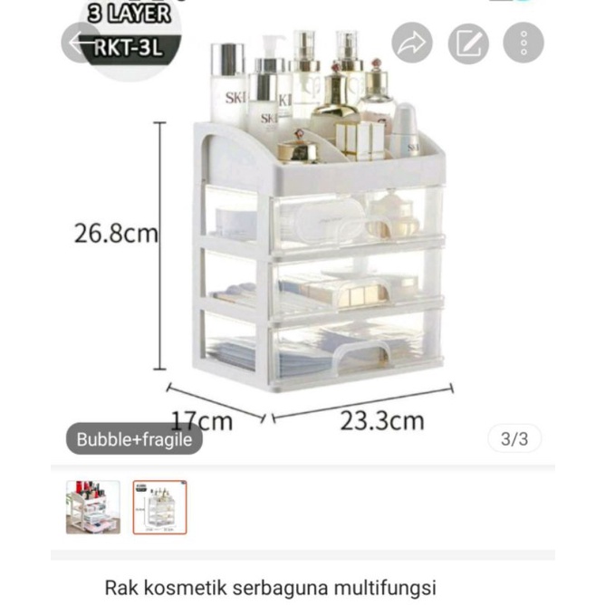 rak kosmetik laci 3 susun rak kosmetik unik 3 layer rak kosmetik serbaguna