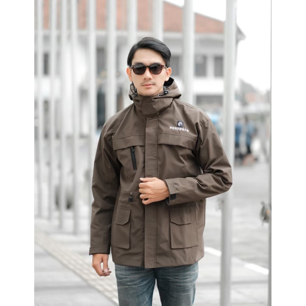 BAYAR DITEMPAT - JAKET COWOK PARASUT PRIA WATERPROOF HOODIE ANTI AIR OUTDOOR PARASIT DISTRO KEREN MURAH TERBARU