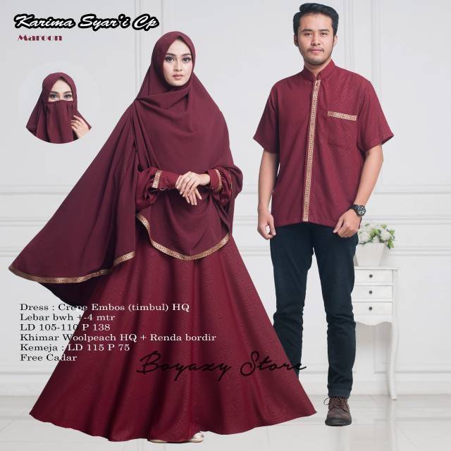 BAJU MUSLIM COUPLE sYAR I KARIMA MEWAH ELEGAN ORI BOYAZY BAJU MUSLIM COUPLE sYAR I KARIMA MEWAH ELEGAN ORI BOYAZY