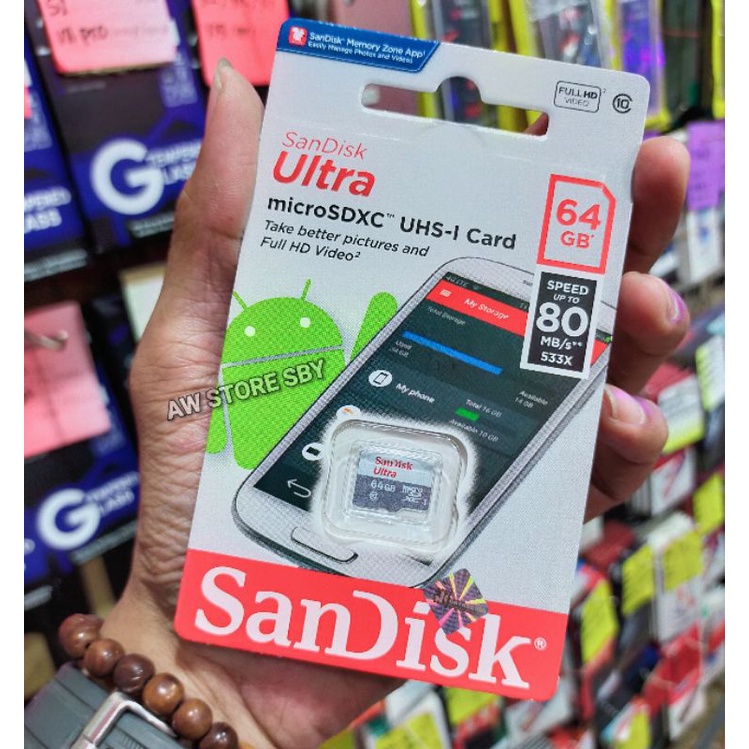 MEMORY CARD CLASS10 KARTU MEMORY SANDISK 64GB/ 32GB/ 16GB SANDISK ULTRA UP TO 100MBPS