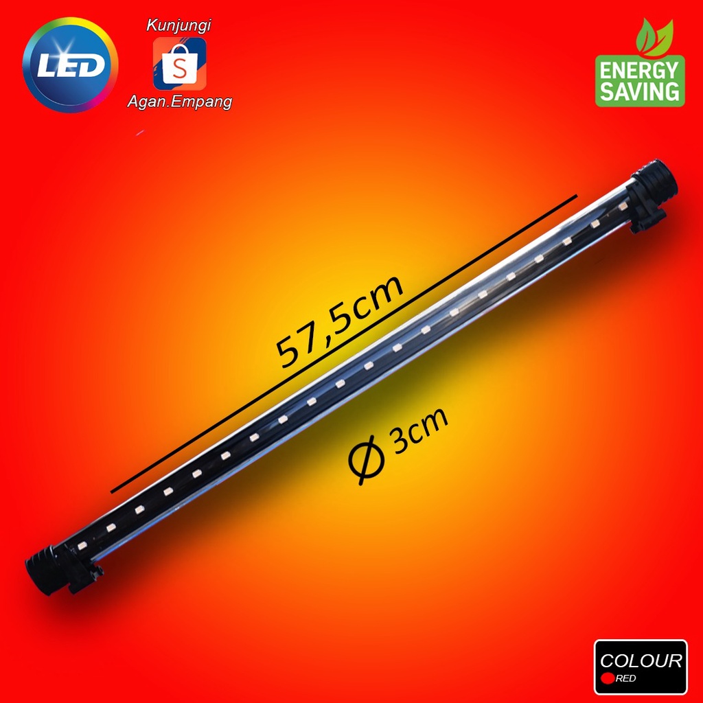 LAMPU LED AQUARIUM 60CM WARNA MERAH MODEL CELUP / LAMPU AKUARIUM / LAMPU AQUASCAPE / LAMPU KOLAM / L
