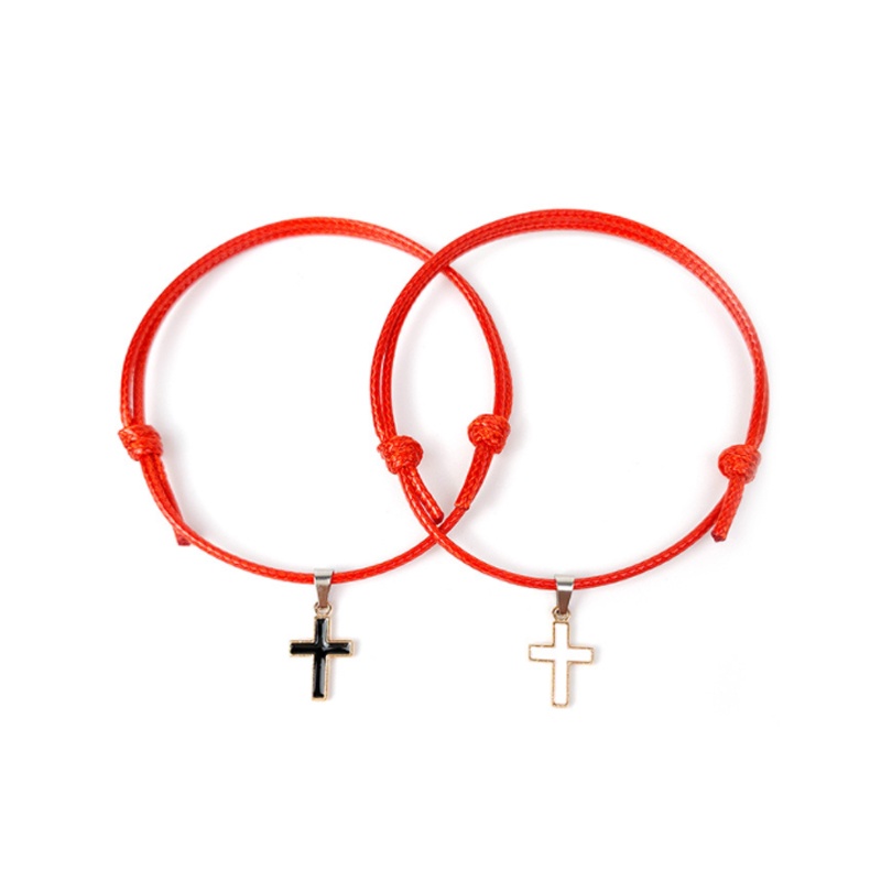 2 Pcs Gelang Couple Pasangan Cross Tali Lilin Untuk Persahabatan bestie Aksesoris Fashion - olo