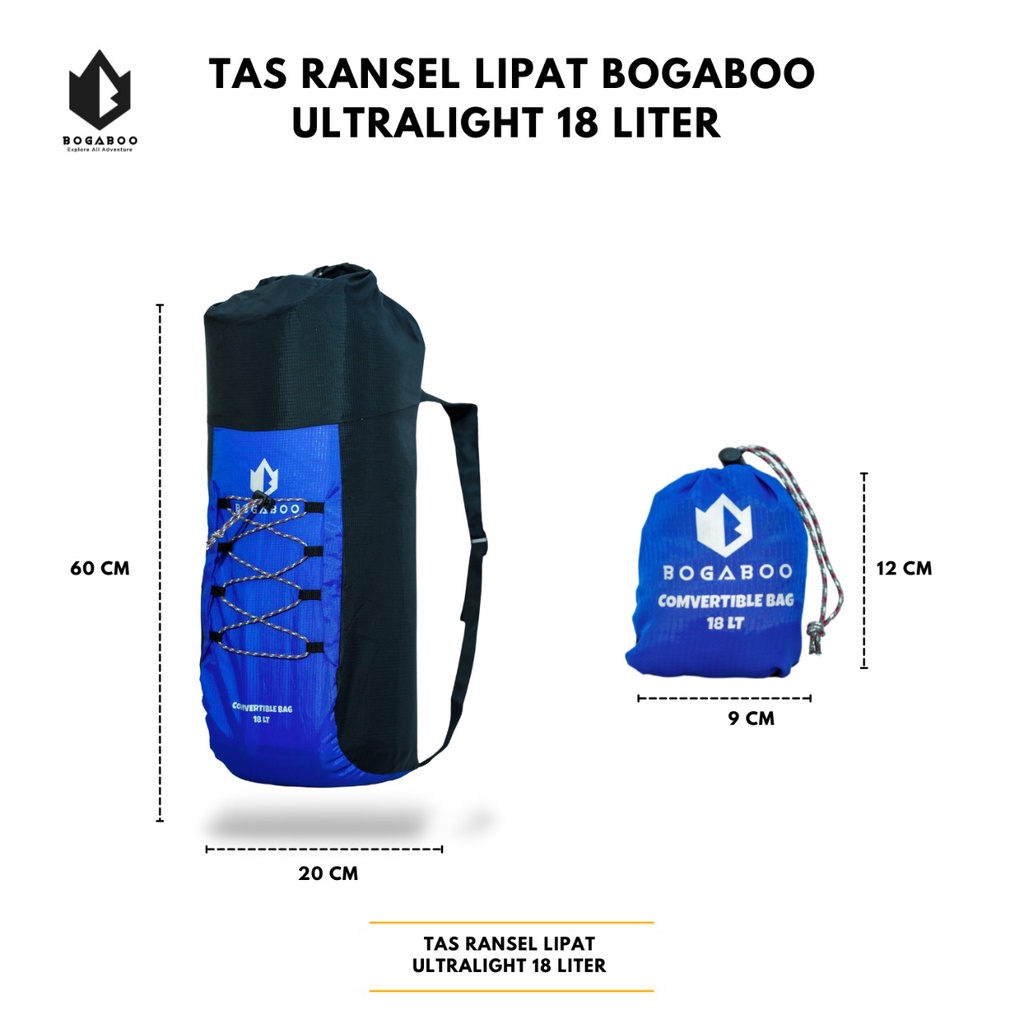 Tas Lipat 18 Liter - Tas Ransel Serbaguna - Tas Lipat Ultralight - folding bag