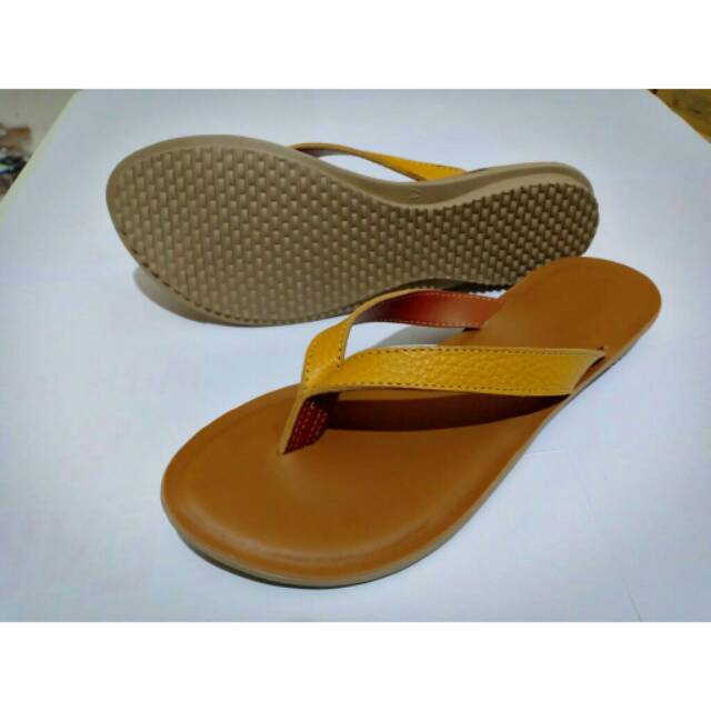 SANDAL KULIT HAK FLAT WANITA ANTI LICIN PAPIRUT CASUAL ASLI GARUT SUKAREGANG