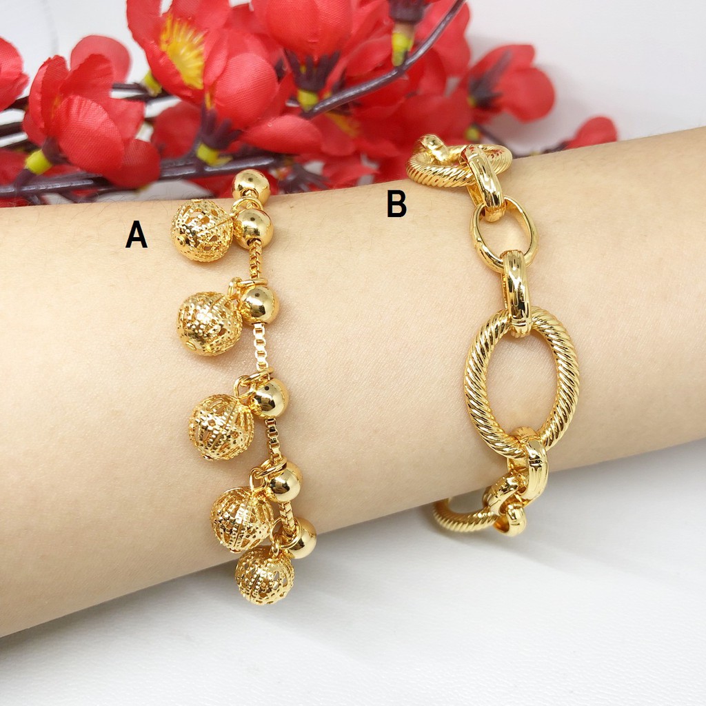 Gelang Xuping Rantai Besar Oval Italy Bola Gantung Lapis Emas - BB365