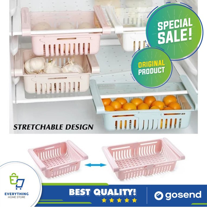 SET 4 PCS Refrigerator Retractable Storage BOX Rack Food Drink Drawer