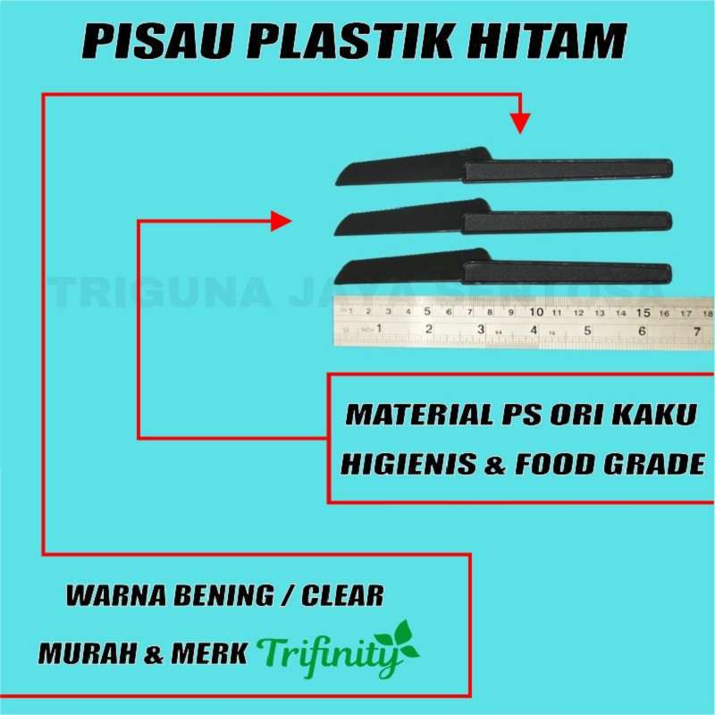 Pisau Kue Tart Cake Ulang Tahun atau Pisau Plastik Panjang Bening / Hitam Murah Per Pack SBY