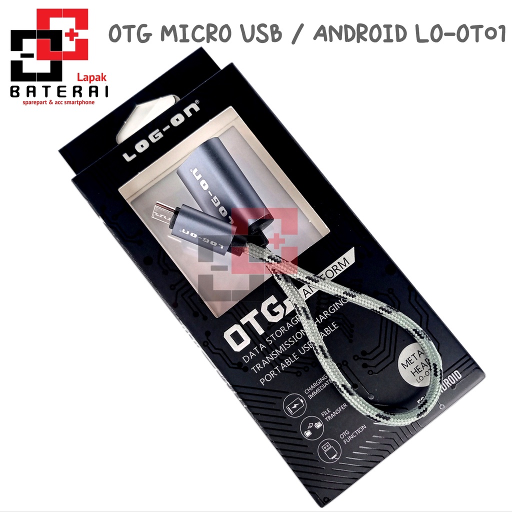 LOG - ON OT01 Micro Kabel OTG Android | Kabel File Transfer Metal Kabel Nylon Berkualitas