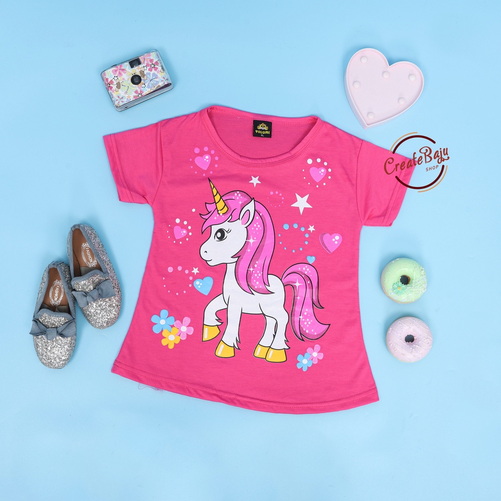 KAOS ANAK CEWEK UNICORN PINK 1-7 TAHUN BAJU ATASAN ANAK PEREMPUAN TERMURAH FASHION