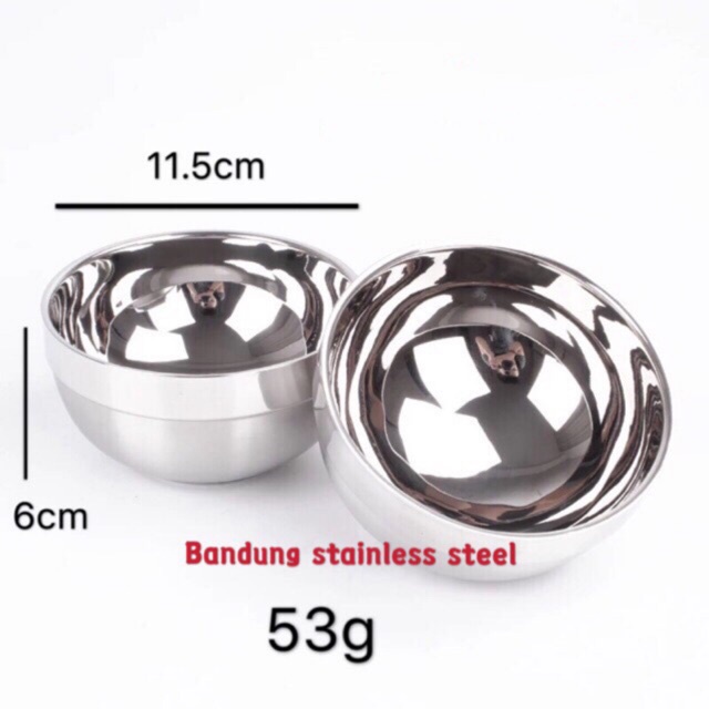 Mangkuk mangkok stainless 11.5cm China bowl 2 lapis anti panas murah