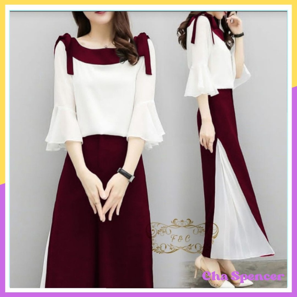 Baju Setelan Celana Kulot Lulina Wanita Dewasa Remaja Modern Modis Kekinian Murah Trendy Simpel Tren