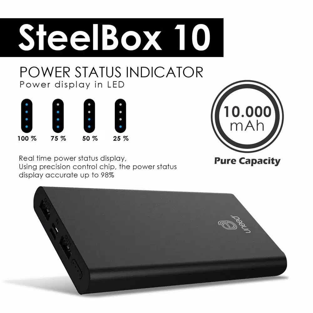 ORIGINAL POWERBANK 10000mah steelbox 10 - UNEED UPB-213