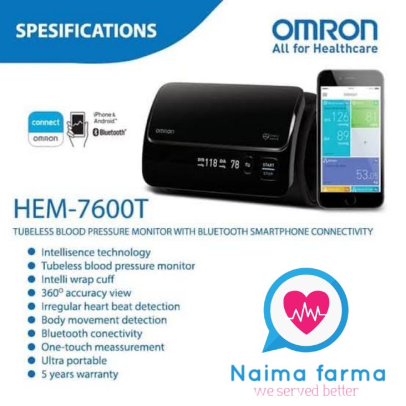 Tensimeter Smart Digital Omron Hem 7600t with (bluetooth)-Tensimeter Digital Omron