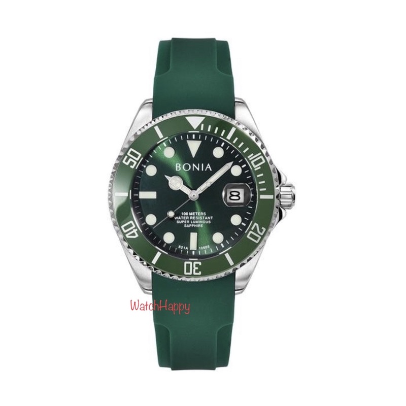 WatchHappy Bonia BNB10666-1392LE Mens Watch Limited Edition Green Dial Automatic Stainless Original