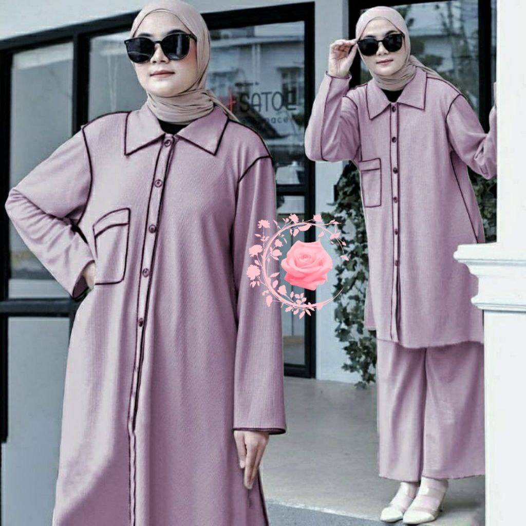 SETELAN TUNIK RICIS BAHAN BAGUS SHAKILA / NYAMAN / FASHION WANITA / TUNIK+CELANA PANJANG