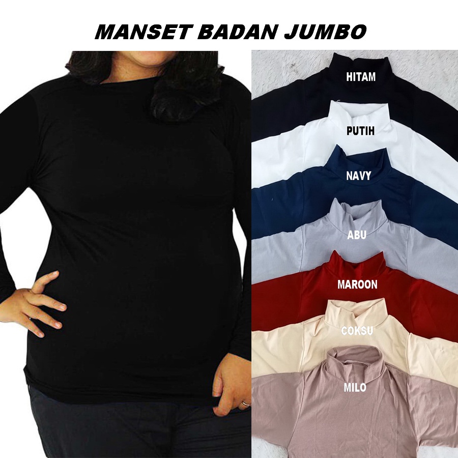 Manset Badan Kaos Lengan Panjang Jumbo Turtleneck Premium