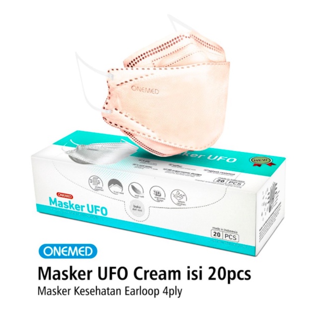 Masker UFO Cream UFO Onemed KF94 Model Pokana Soft Beige Masker Medis Model Mouson