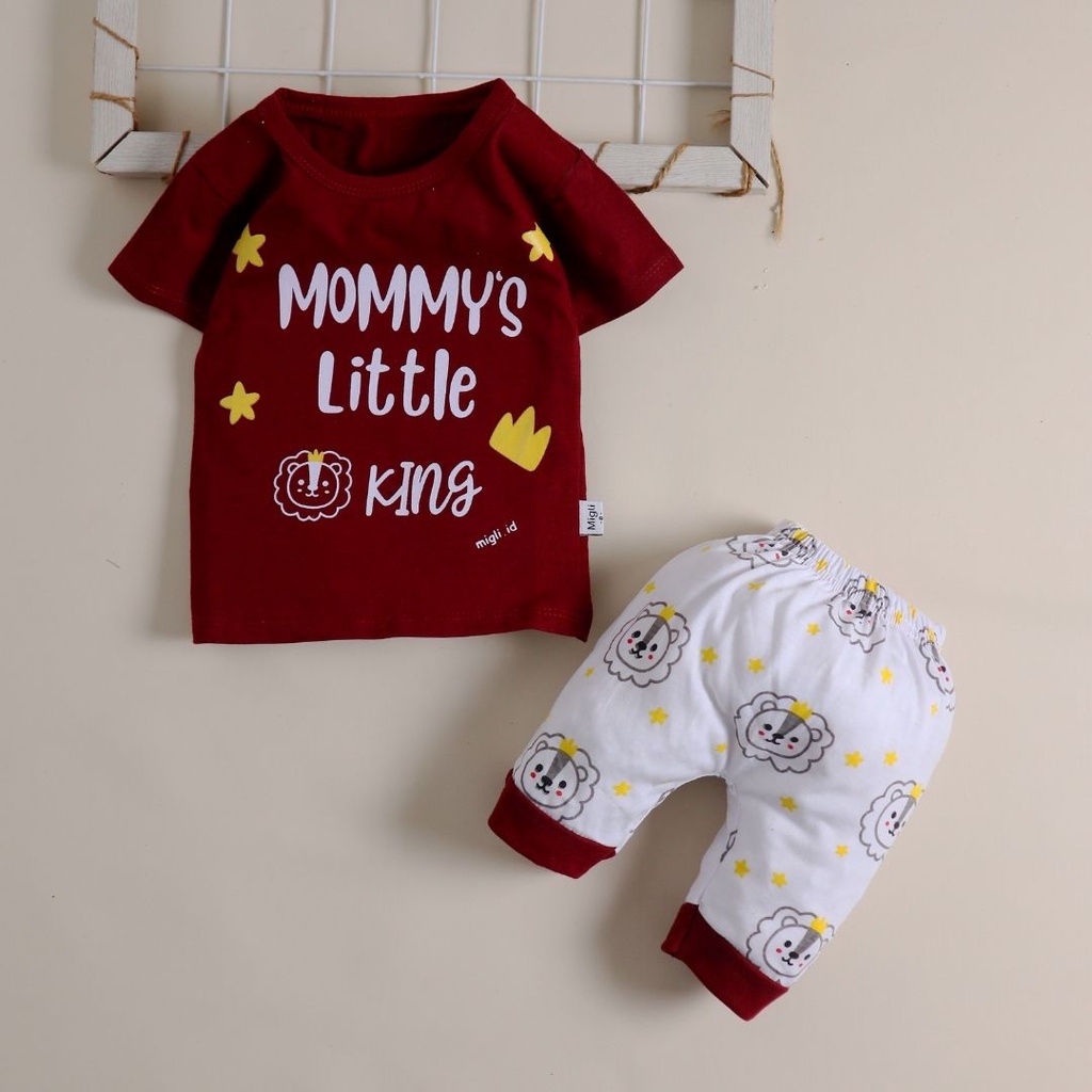 Nuna Store Motif Mommy's Little King / Setelan Baju Bayi/Anak Laki-laki cowok Usia 6 Bulan - 3 Tahun Baju