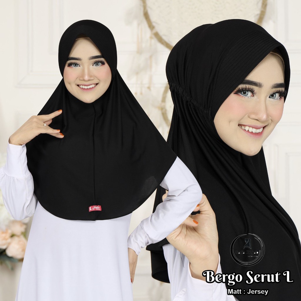 Bergo Serut JOKOWI Kerudung Instan Bergo Serut L, XL Hijab Bergo serut jersey Termurah Safa Hijab